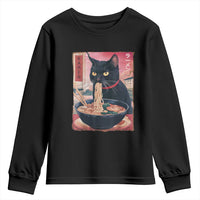 Sarcastic Black Cat Eating Ramen Youth Sweatshirt Funny Japanese Kawaii Cats Anime Graphic - Wonder Print Shop