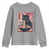 Sarcastic Black Cat Eating Ramen Youth Sweatshirt Funny Japanese Kawaii Cats Anime Graphic - Wonder Print Shop