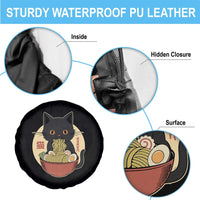 Kawaii Black Cat Eating Ramen Spare Tire Cover Funny Graphic Japanese Kawaii Anime Inspo - Wonder Print Shop