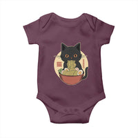 Kawaii Black Cat Eating Ramen Baby Onesie Funny Graphic Japanese Kawaii Anime Inspo - Wonder Print Shop
