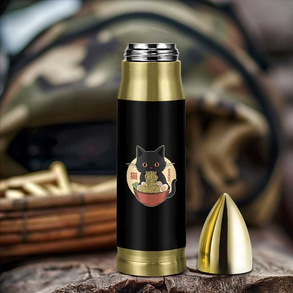Kawaii Black Cat Eating Ramen Bullet Tumbler Funny Graphic Japanese Kawaii Anime Inspo - Wonder Print Shop