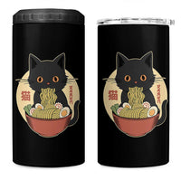 Kawaii Black Cat Eating Ramen 4 in 1 Can Cooler Tumbler Funny Graphic Japanese Kawaii Anime Inspo - Wonder Print Shop