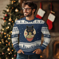 Kawaii Black Cat Eating Ramen Ugly Christmas Sweater Funny Graphic Japanese Kawaii Anime Inspo - Wonder Print Shop