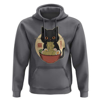 Kawaii Black Cat Eating Ramen Hoodie Funny Graphic Japanese Kawaii Anime Inspo - Wonder Print Shop
