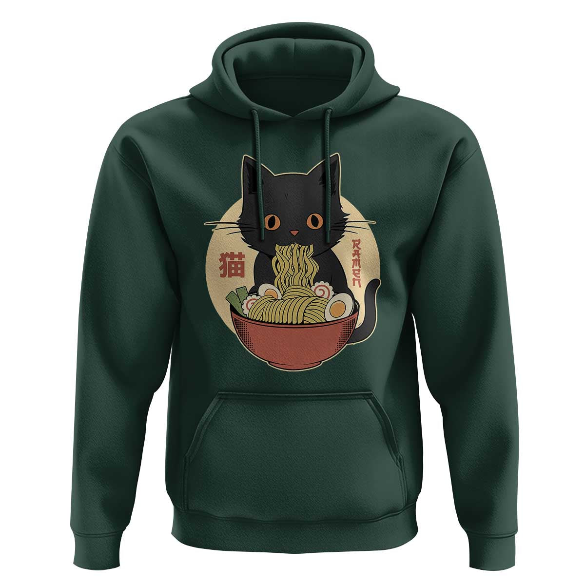 Kawaii Black Cat Eating Ramen Hoodie Funny Graphic Japanese Kawaii Anime Inspo - Wonder Print Shop