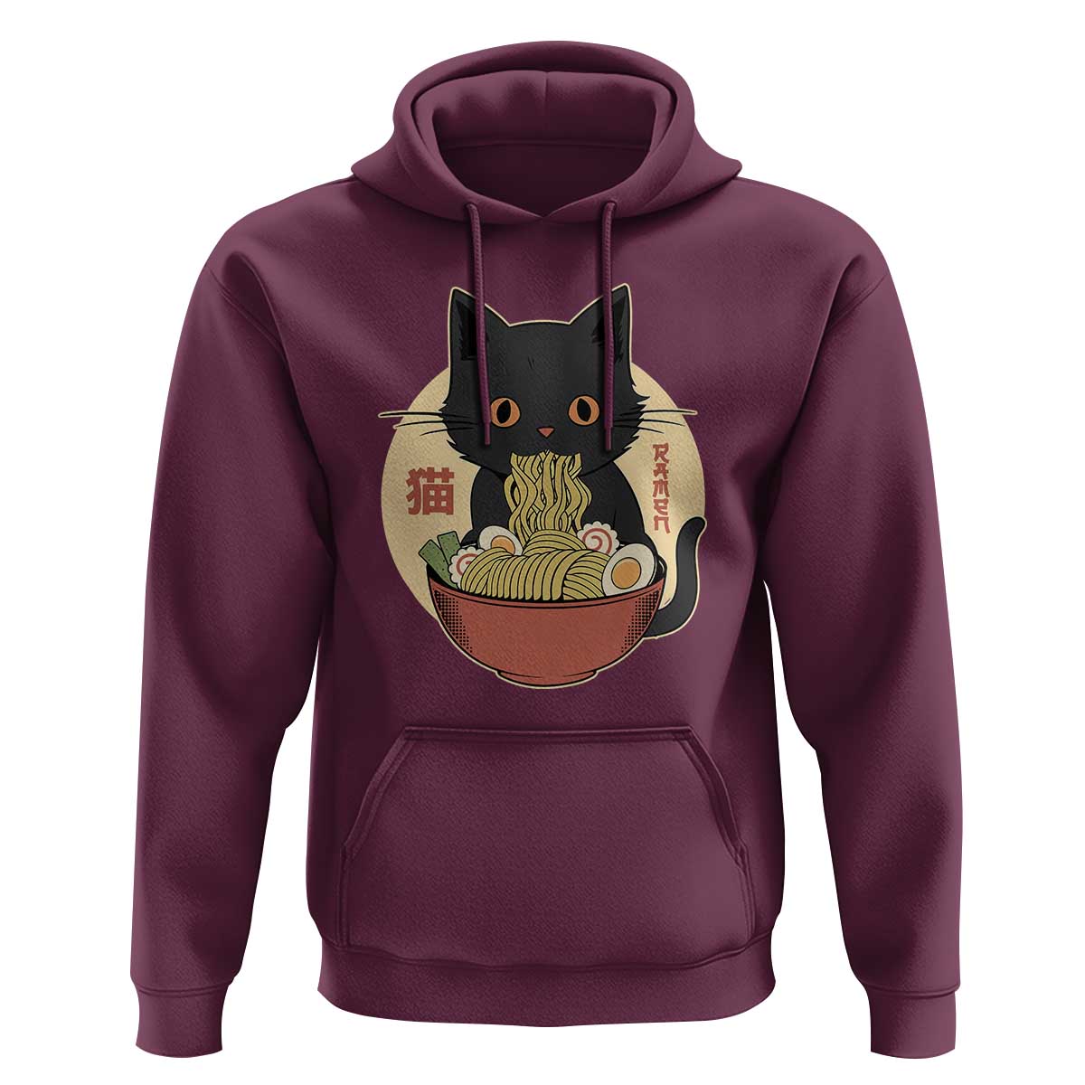 Kawaii Black Cat Eating Ramen Hoodie Funny Graphic Japanese Kawaii Anime Inspo - Wonder Print Shop