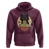 Kawaii Black Cat Eating Ramen Hoodie Funny Graphic Japanese Kawaii Anime Inspo - Wonder Print Shop