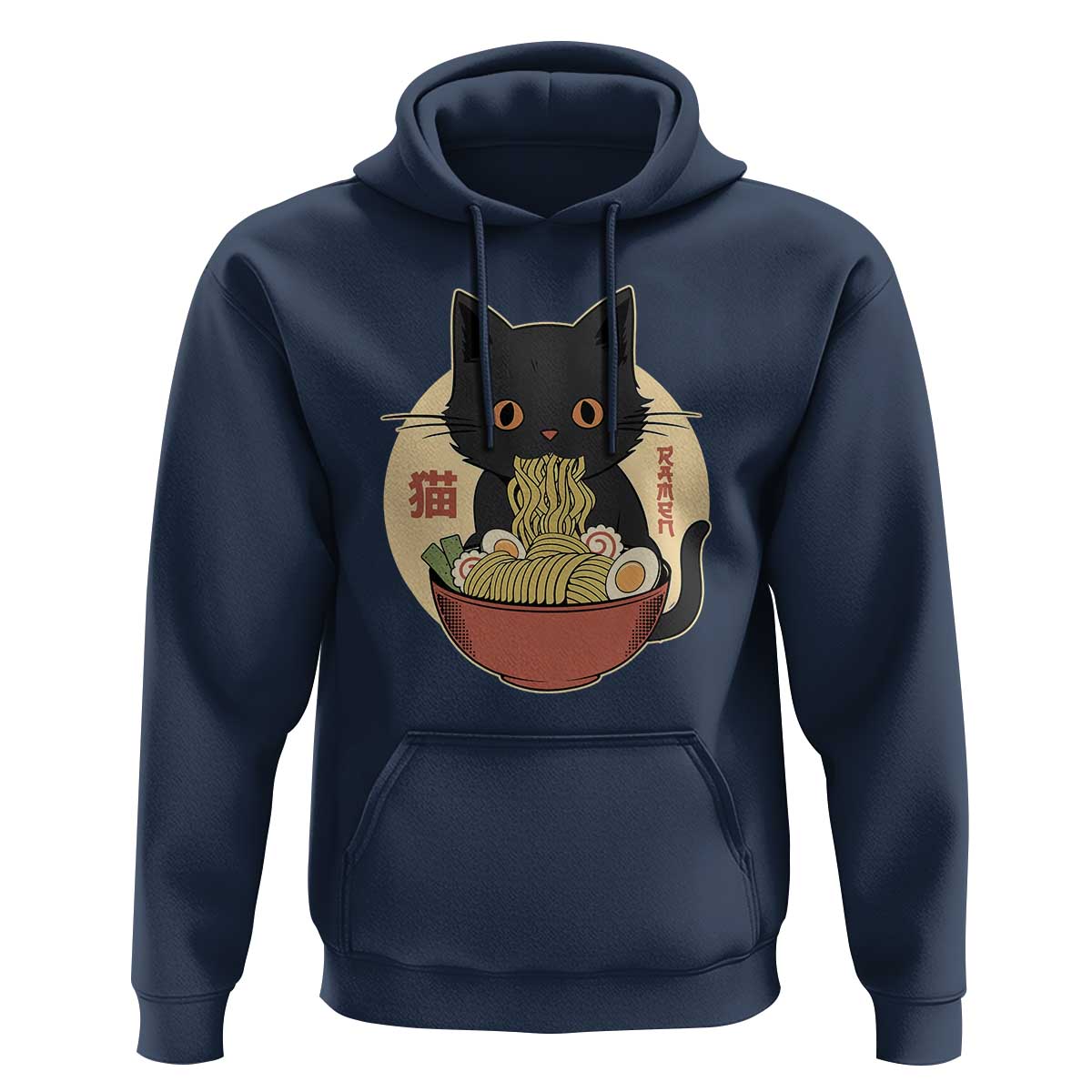 Kawaii Black Cat Eating Ramen Hoodie Funny Graphic Japanese Kawaii Anime Inspo - Wonder Print Shop