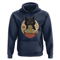 Kawaii Black Cat Eating Ramen Hoodie Funny Graphic Japanese Kawaii Anime Inspo - Wonder Print Shop