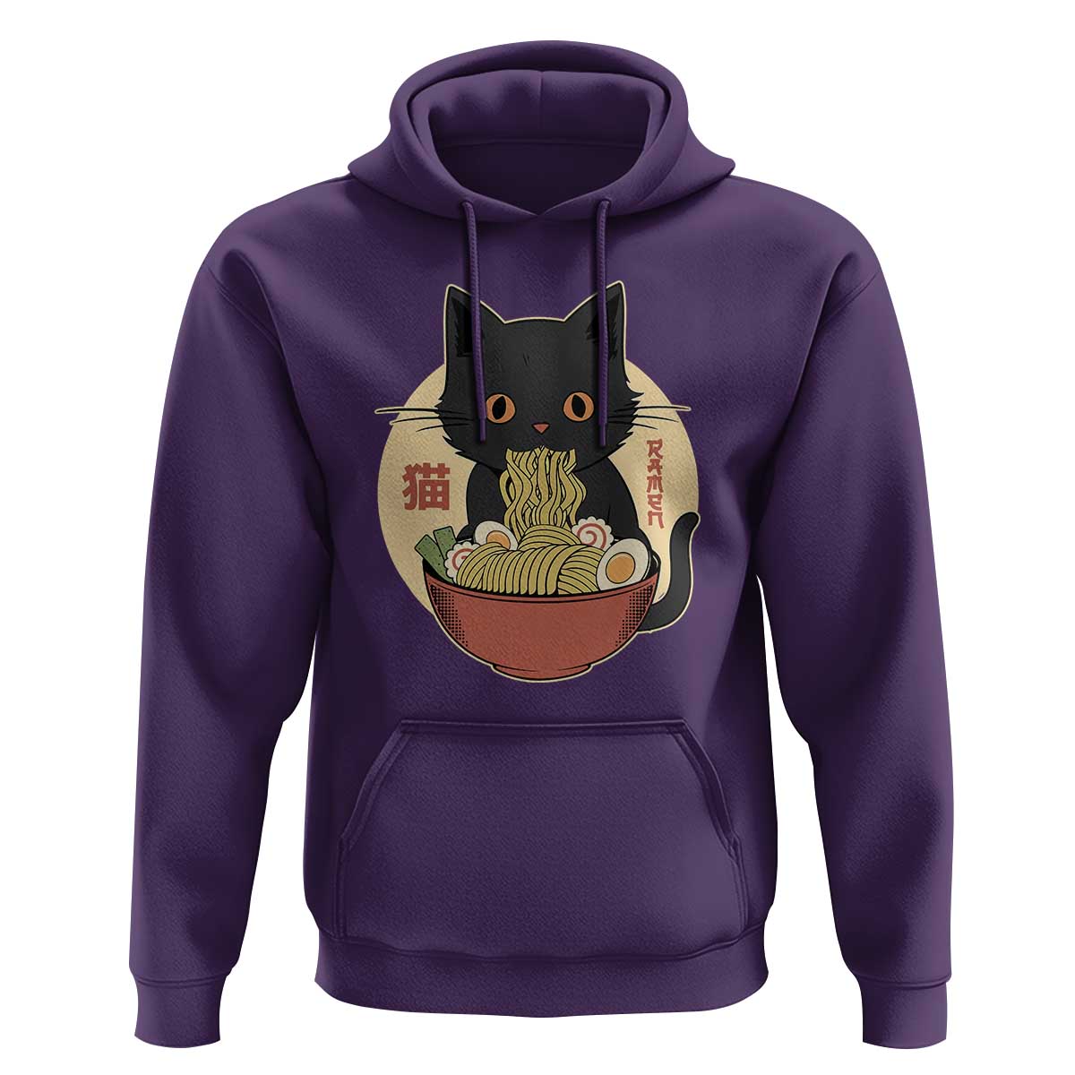 Kawaii Black Cat Eating Ramen Hoodie Funny Graphic Japanese Kawaii Anime Inspo - Wonder Print Shop