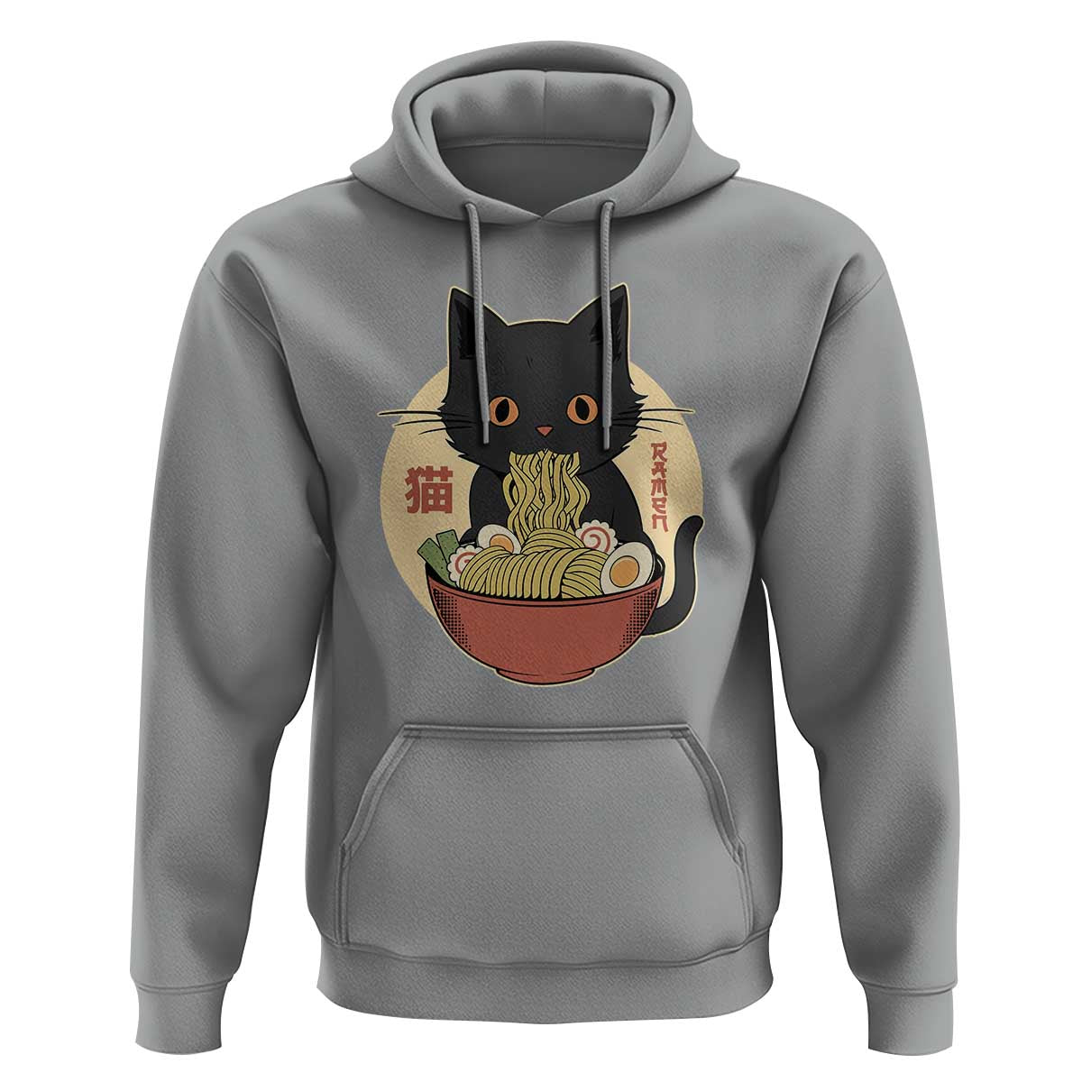Kawaii Black Cat Eating Ramen Hoodie Funny Graphic Japanese Kawaii Anime Inspo - Wonder Print Shop