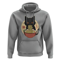 Kawaii Black Cat Eating Ramen Hoodie Funny Graphic Japanese Kawaii Anime Inspo - Wonder Print Shop