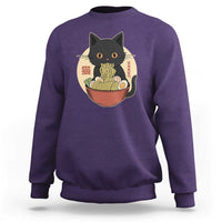 Kawaii Black Cat Eating Ramen Sweatshirt Funny Graphic Japanese Kawaii Anime Inspo - Wonder Print Shop