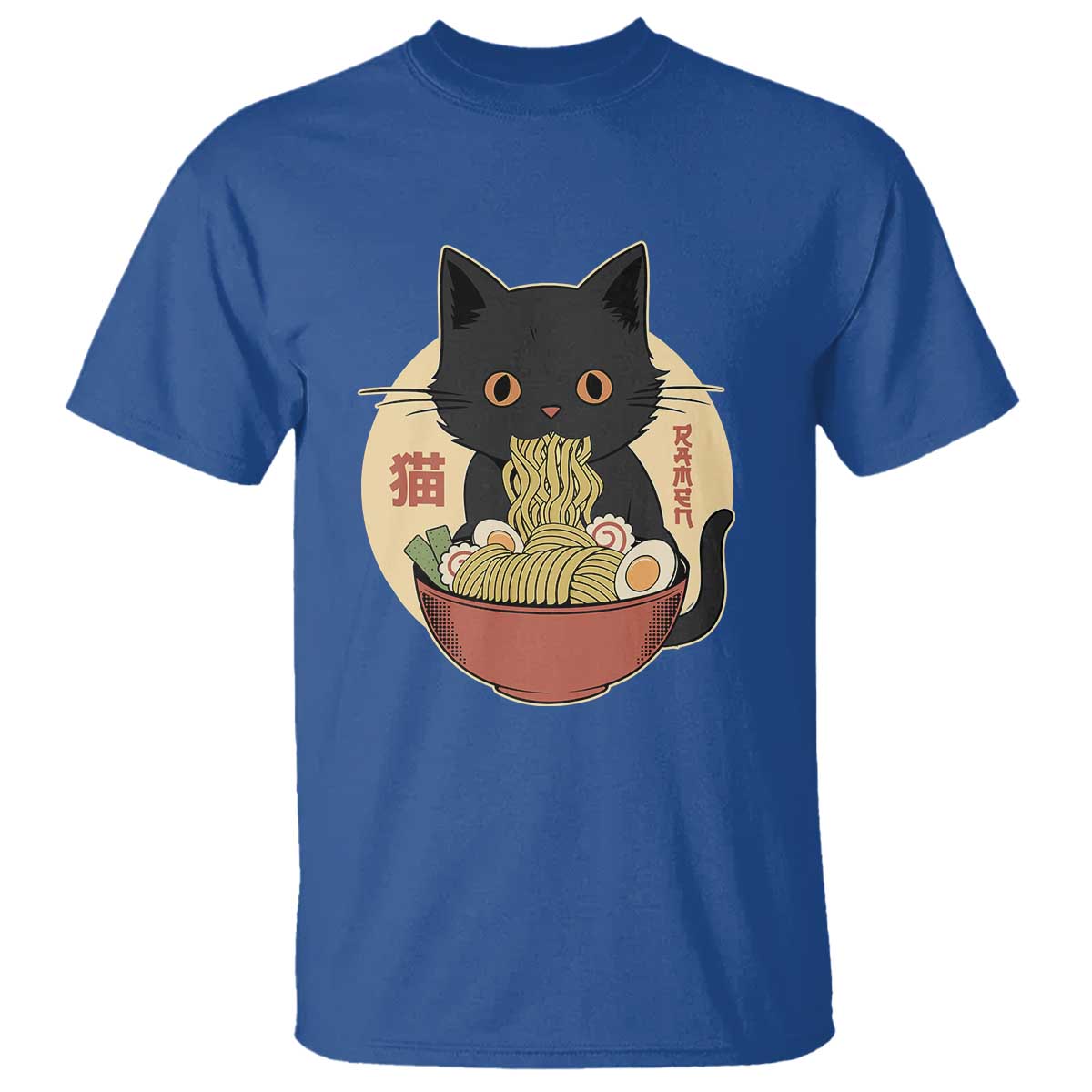 Kawaii Black Cat Eating Ramen T Shirt Funny Graphic Japanese Kawaii Anime Inspo - Wonder Print Shop