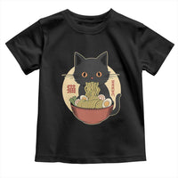 Kawaii Black Cat Eating Ramen Toddler T Shirt Funny Graphic Japanese Kawaii Anime Inspo - Wonder Print Shop