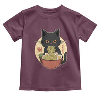 Kawaii Black Cat Eating Ramen Toddler T Shirt Funny Graphic Japanese Kawaii Anime Inspo - Wonder Print Shop