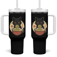 Kawaii Black Cat Eating Ramen Tumbler With Handle Funny Graphic Japanese Kawaii Anime Inspo - Wonder Print Shop