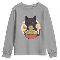Kawaii Black Cat Eating Ramen Youth Sweatshirt Funny Graphic Japanese Kawaii Anime Inspo - Wonder Print Shop