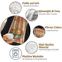 Funny Orange Cat Eating Ramen Throw Blanket Japanese Vintage Graphic Kawaii Anime - Wonder Print Shop