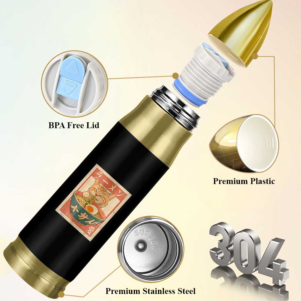 Funny Orange Cat Eating Ramen Bullet Tumbler Japanese Vintage Graphic Kawaii Anime - Wonder Print Shop