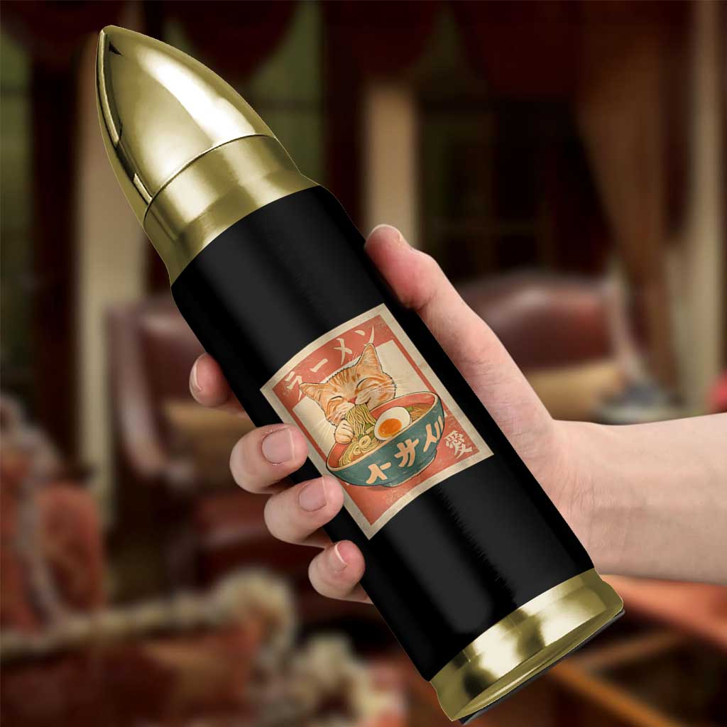 Funny Orange Cat Eating Ramen Bullet Tumbler Japanese Vintage Graphic Kawaii Anime - Wonder Print Shop