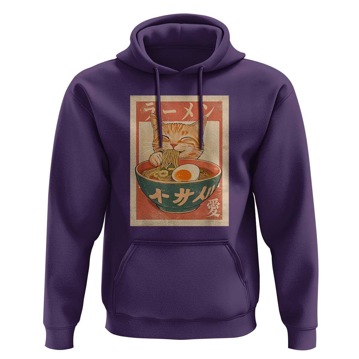 Funny Orange Cat Eating Ramen Hoodie Japanese Vintage Graphic Kawaii Anime - Wonder Print Shop