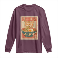 Funny Orange Cat Eating Ramen Long Sleeve Shirt Japanese Vintage Graphic Kawaii Anime - Wonder Print Shop