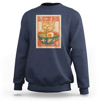 Funny Orange Cat Eating Ramen Sweatshirt Japanese Vintage Graphic Kawaii Anime - Wonder Print Shop