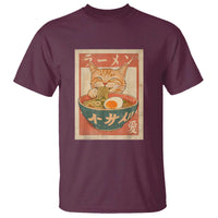 Funny Orange Cat Eating Ramen T Shirt Japanese Vintage Graphic Kawaii Anime - Wonder Print Shop