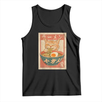 Funny Orange Cat Eating Ramen Tank Top Japanese Vintage Graphic Kawaii Anime - Wonder Print Shop