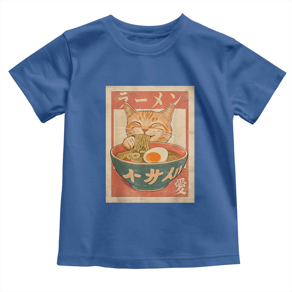 Funny Orange Cat Eating Ramen Toddler T Shirt Japanese Vintage Graphic Kawaii Anime - Wonder Print Shop