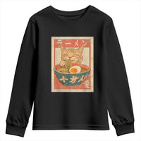Funny Orange Cat Eating Ramen Youth Sweatshirt Japanese Vintage Graphic Kawaii Anime - Wonder Print Shop