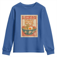 Funny Orange Cat Eating Ramen Youth Sweatshirt Japanese Vintage Graphic Kawaii Anime - Wonder Print Shop