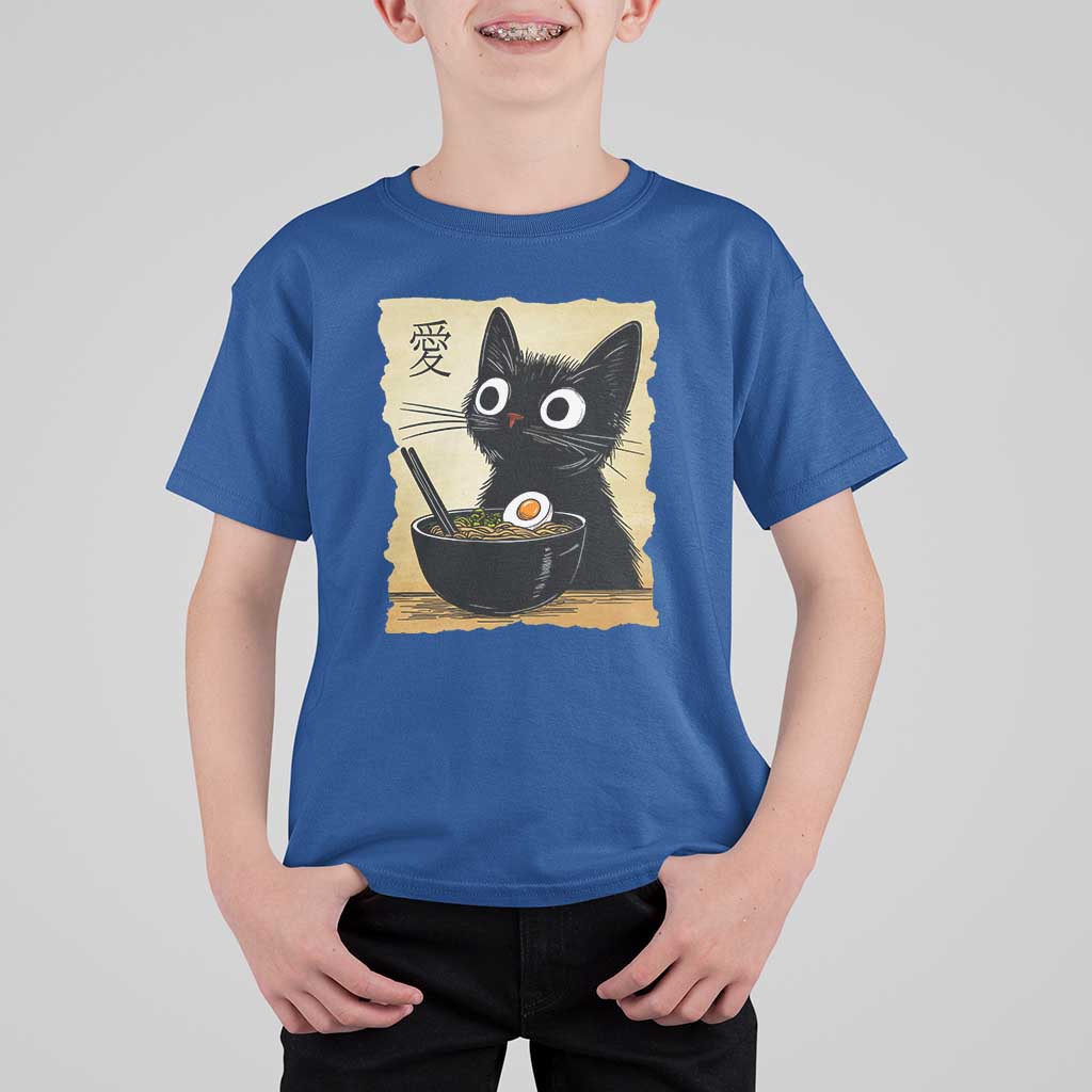 Funny Kawaii Cat Ramen T Shirt For Kid Japanese Noodles Lover Anime Otaku Manga Retro