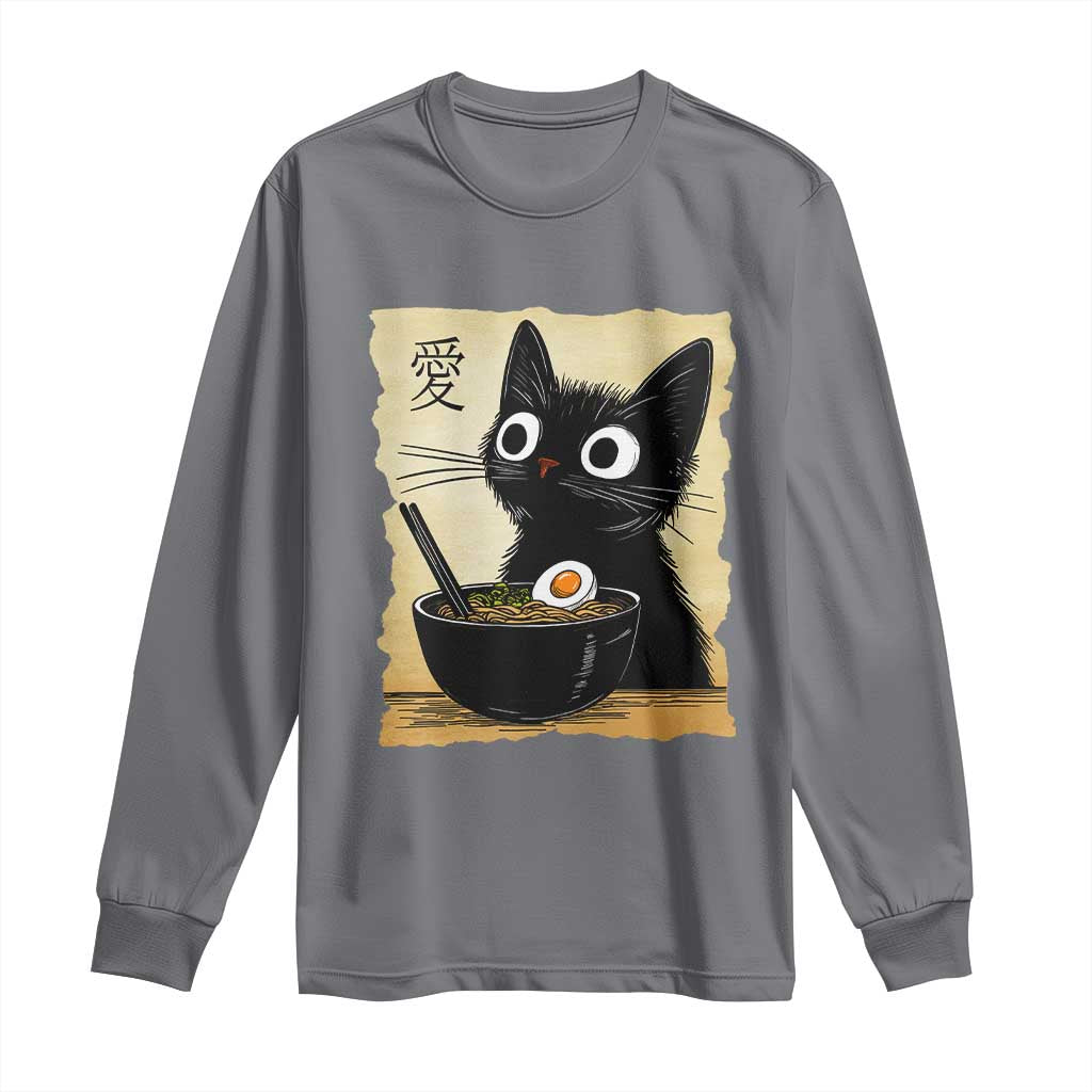 Funny Kawaii Cat Ramen Long Sleeve Shirt Japanese Noodles Lover Anime Otaku Manga Retro