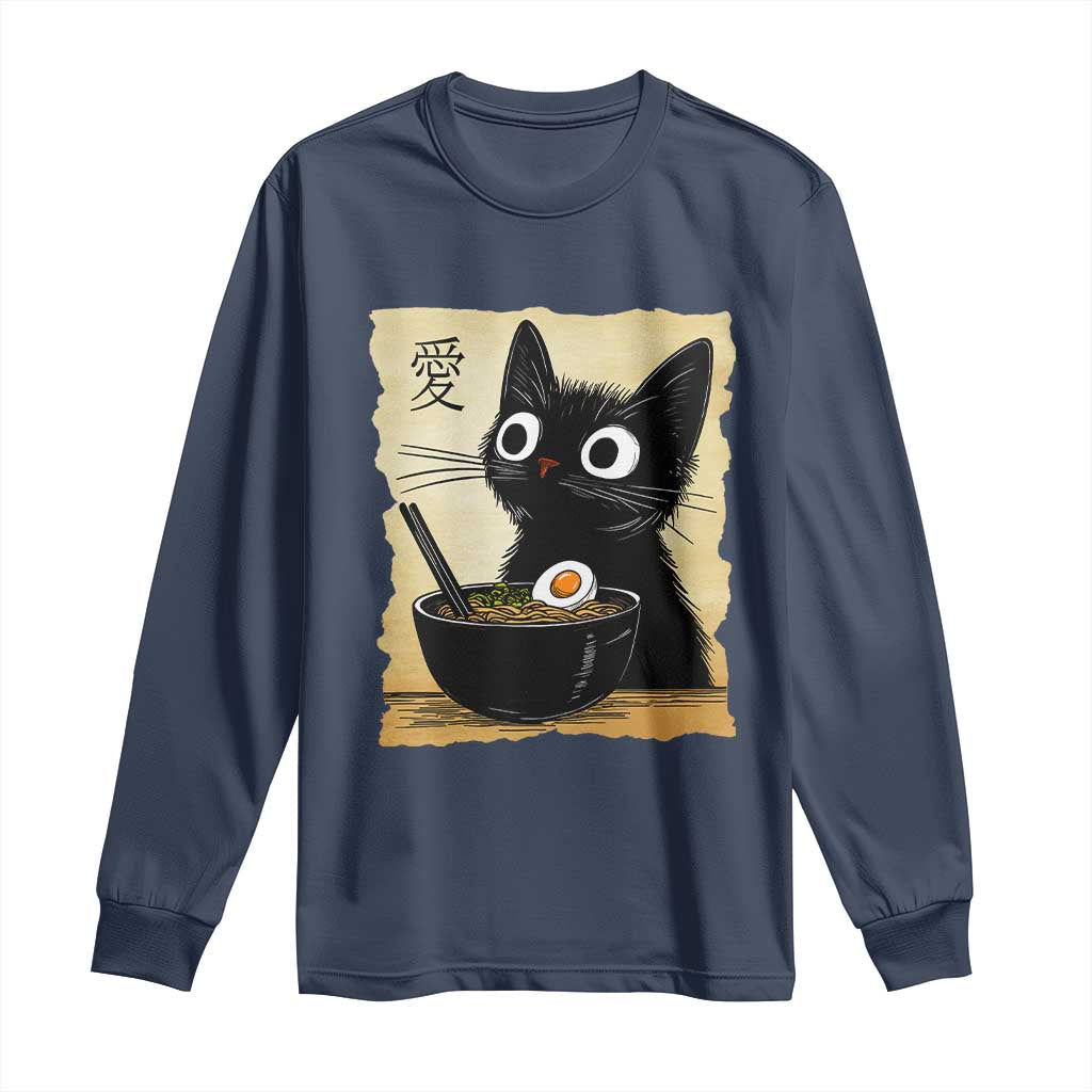 Funny Kawaii Cat Ramen Long Sleeve Shirt Japanese Noodles Lover Anime Otaku Manga Retro