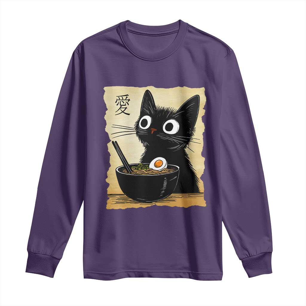 Funny Kawaii Cat Ramen Long Sleeve Shirt Japanese Noodles Lover Anime Otaku Manga Retro