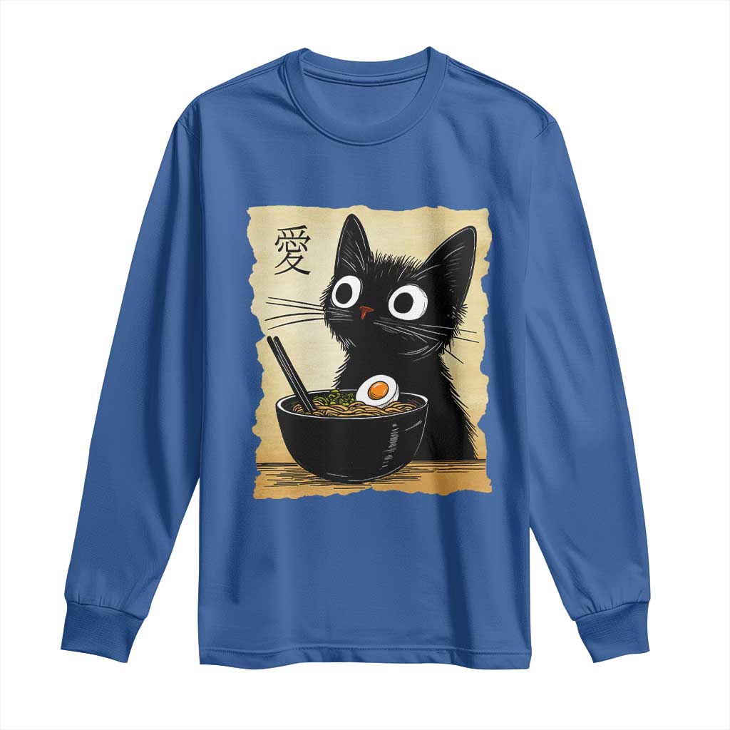 Funny Kawaii Cat Ramen Long Sleeve Shirt Japanese Noodles Lover Anime Otaku Manga Retro