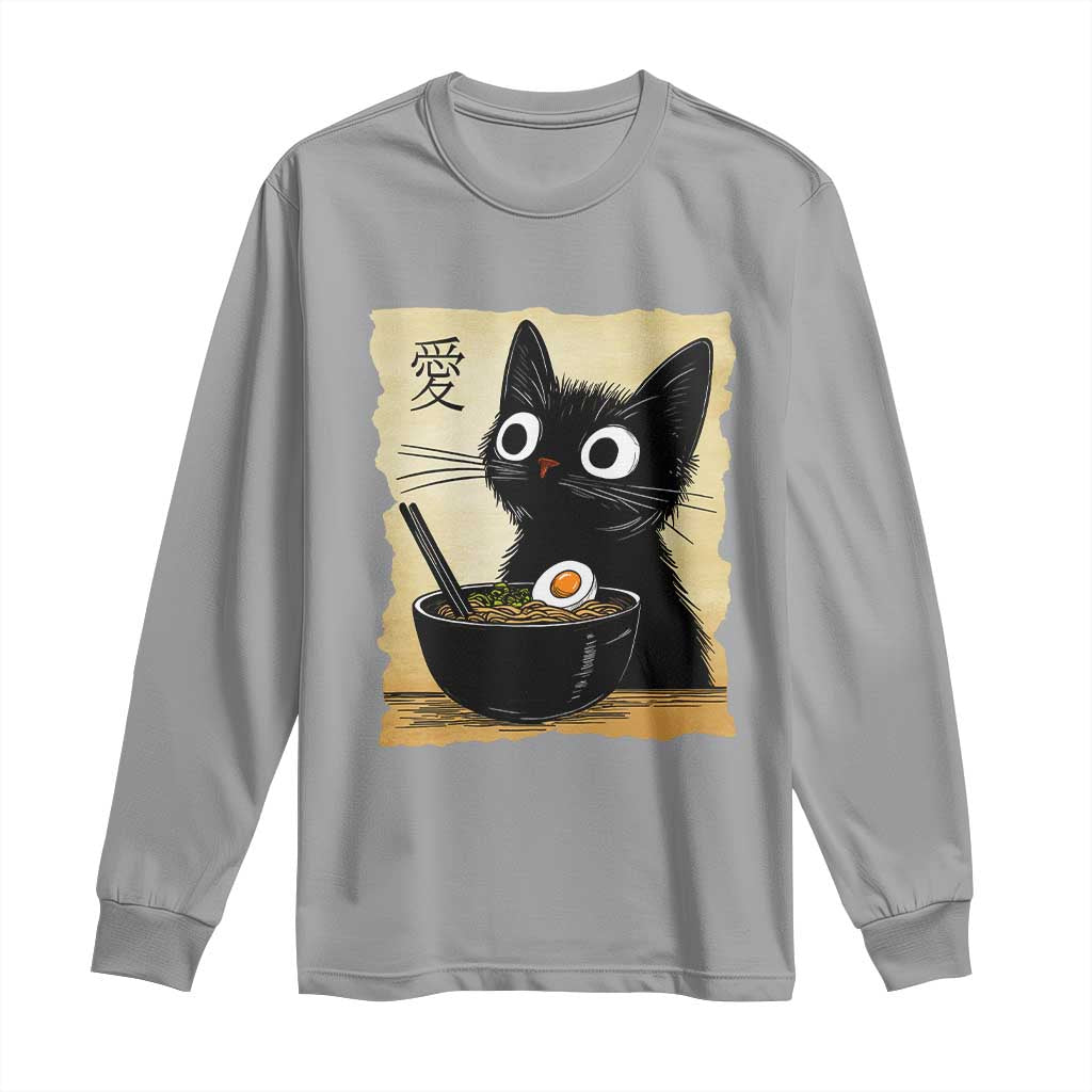 Funny Kawaii Cat Ramen Long Sleeve Shirt Japanese Noodles Lover Anime Otaku Manga Retro