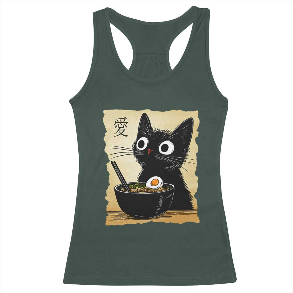 Funny Kawaii Cat Ramen Racerback Tank Top Japanese Noodles Lover Anime Otaku Manga Retro