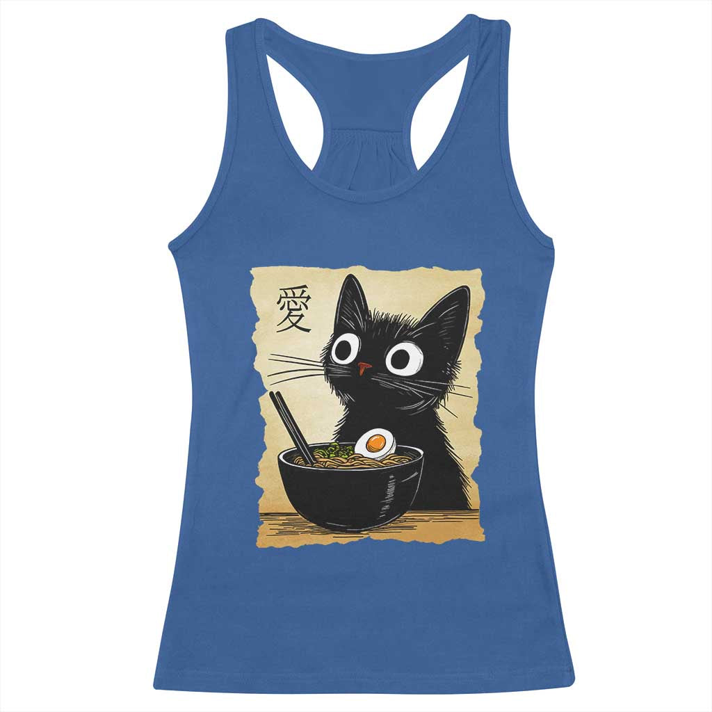 Funny Kawaii Cat Ramen Racerback Tank Top Japanese Noodles Lover Anime Otaku Manga Retro