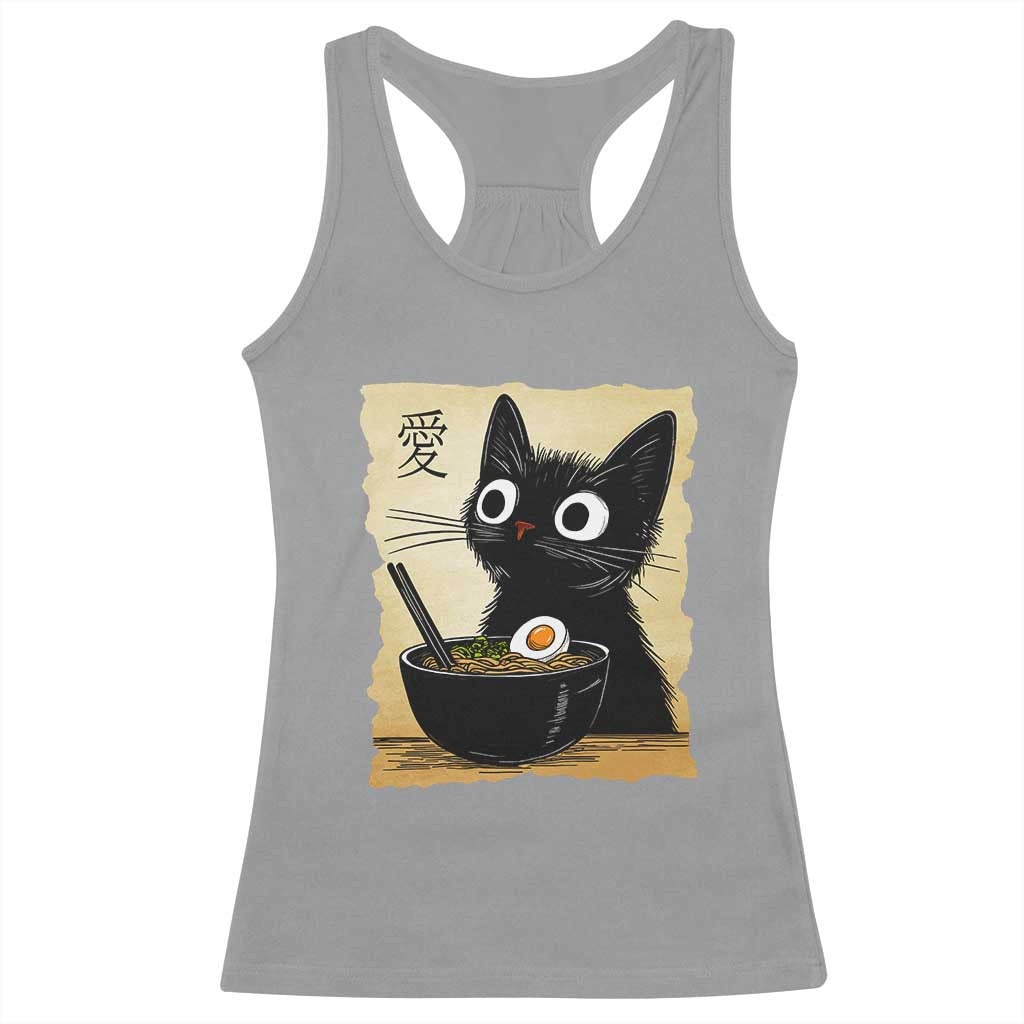 Funny Kawaii Cat Ramen Racerback Tank Top Japanese Noodles Lover Anime Otaku Manga Retro