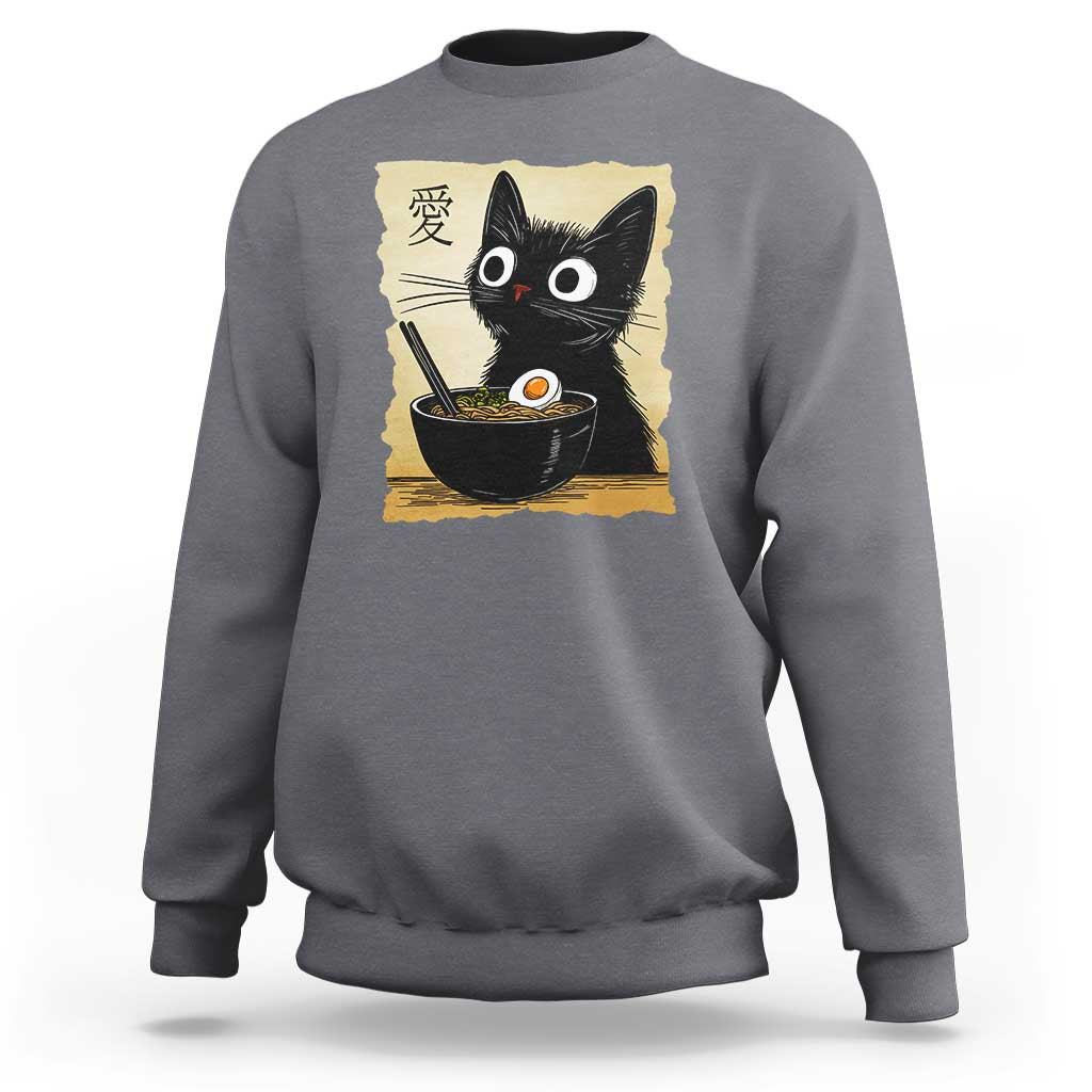 Funny Kawaii Cat Ramen Sweatshirt Japanese Noodles Lover Anime Otaku Manga Retro