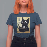 Funny Kawaii Cat Ramen T Shirt For Women Japanese Noodles Lover Anime Otaku Manga Retro