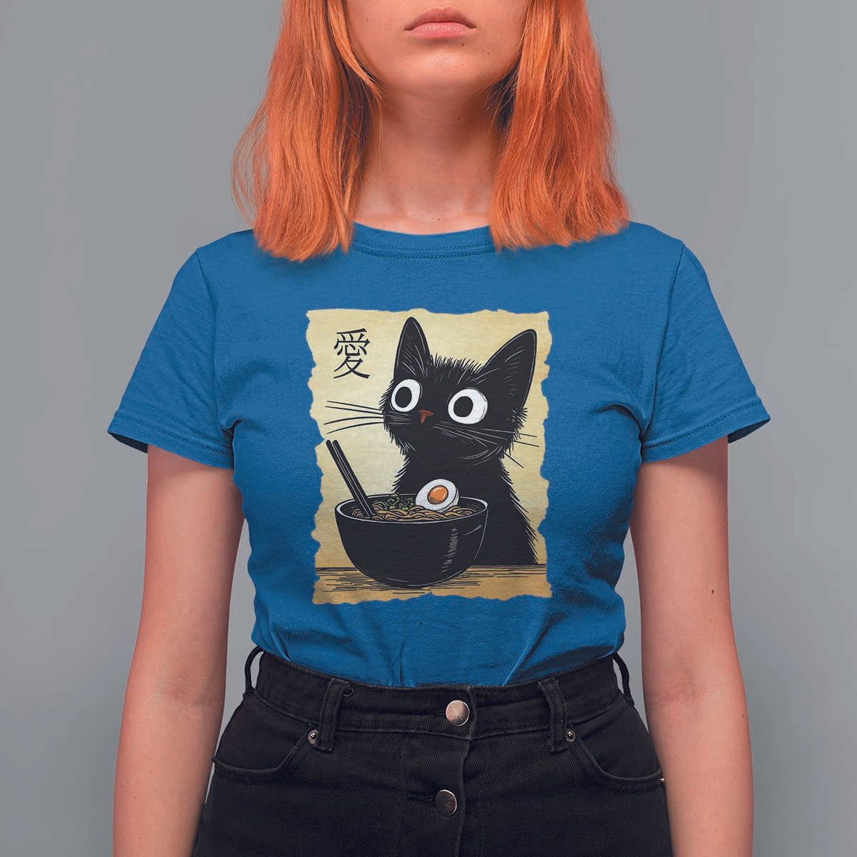 Funny Kawaii Cat Ramen T Shirt For Women Japanese Noodles Lover Anime Otaku Manga Retro