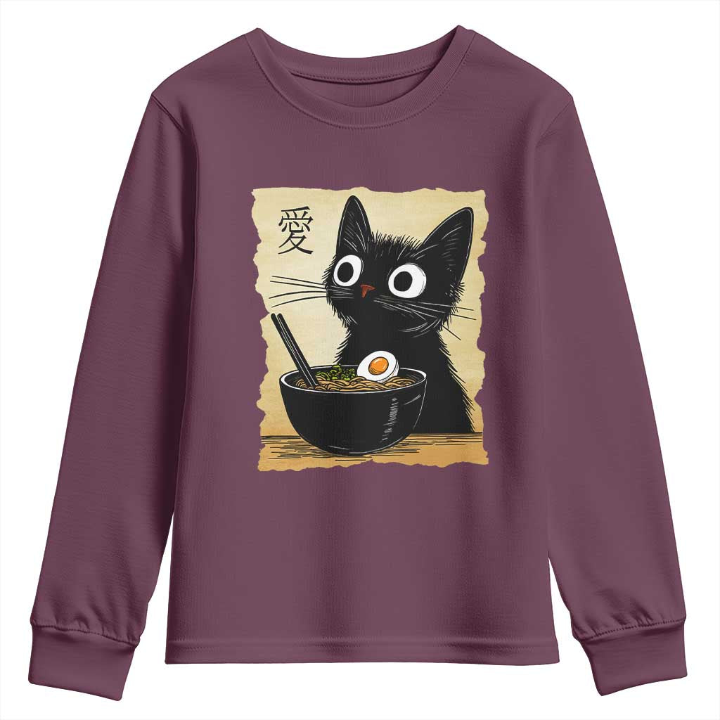 Funny Kawaii Cat Ramen Youth Sweatshirt Japanese Noodles Lover Anime Otaku Manga Retro