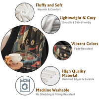 Funny Black Cat Eating Ramen Noodle Graphic Throw Blanket Japanese Kawaii Anime Gifts - Wonder Print Shop