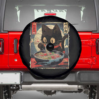 Funny Black Cat Eating Ramen Noodle Graphic Spare Tire Cover Japanese Kawaii Anime Gifts - Wonder Print Shop