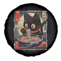 Funny Black Cat Eating Ramen Noodle Graphic Spare Tire Cover Japanese Kawaii Anime Gifts - Wonder Print Shop