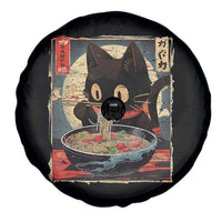Funny Black Cat Eating Ramen Noodle Graphic Spare Tire Cover Japanese Kawaii Anime Gifts - Wonder Print Shop
